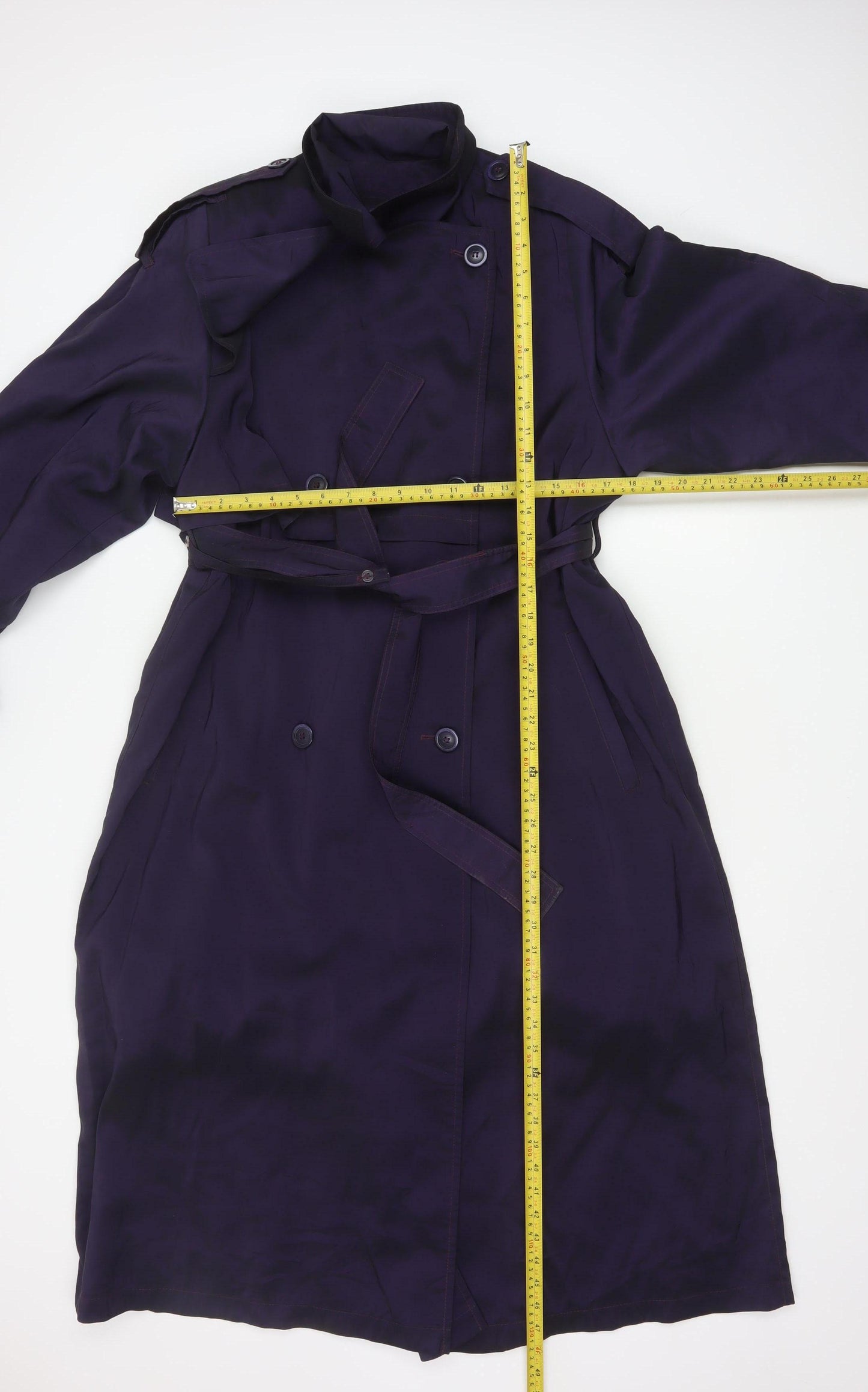 London Fog Women Purple Long Trench Coat Size 6 Belted Classic Style