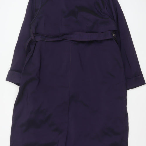 London Fog Women Purple Long Trench Coat Size 6 Belted Classic Style