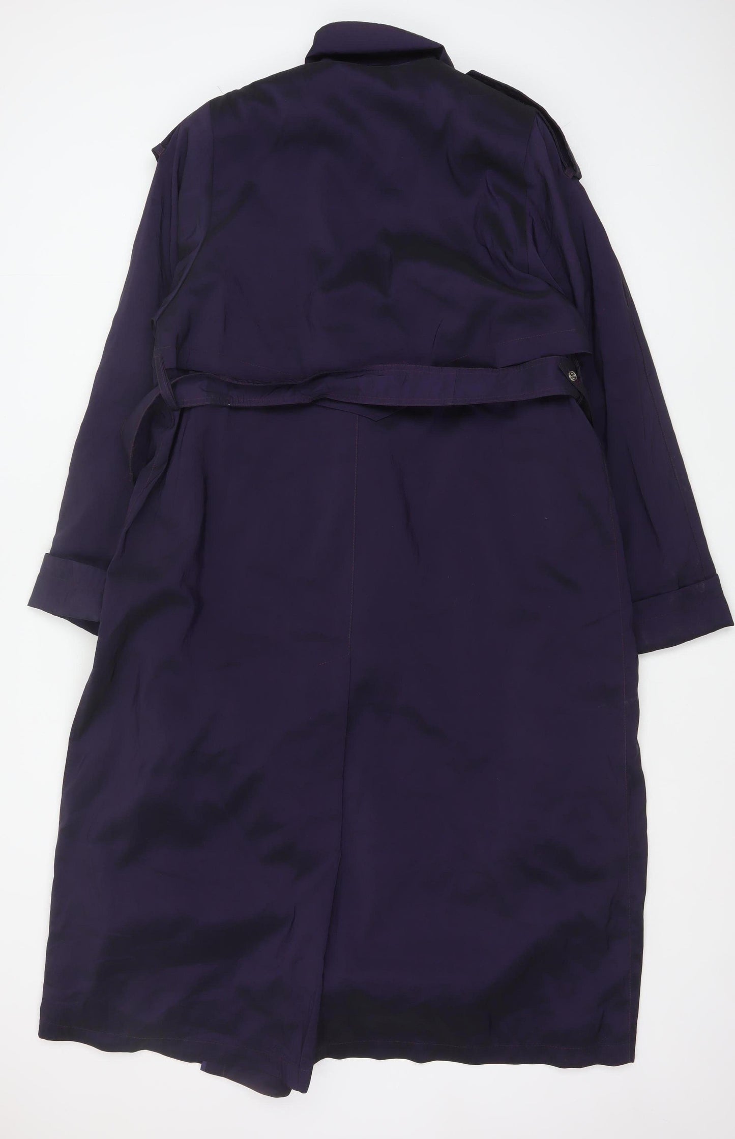 London Fog Women Purple Long Trench Coat Size 6 Belted Classic Style