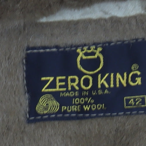Zero King Women Beige Wool Overcoat with Fur Collar Size 14 Classic Style