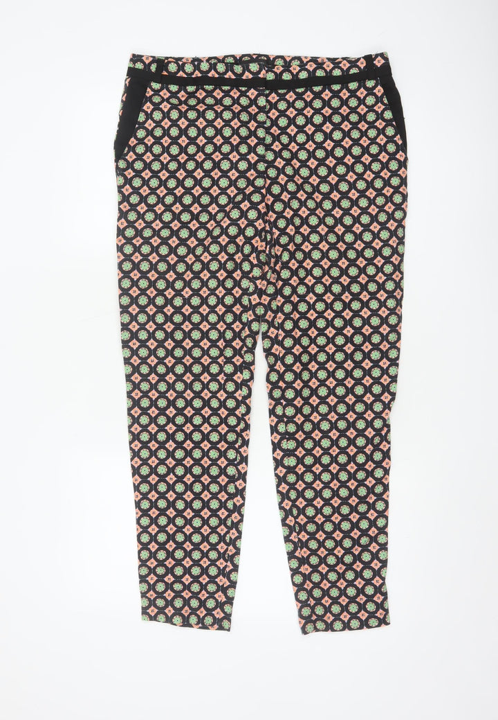 River Island Womens Multicoloured Geometric Slim Tapered Trousers Size 12
