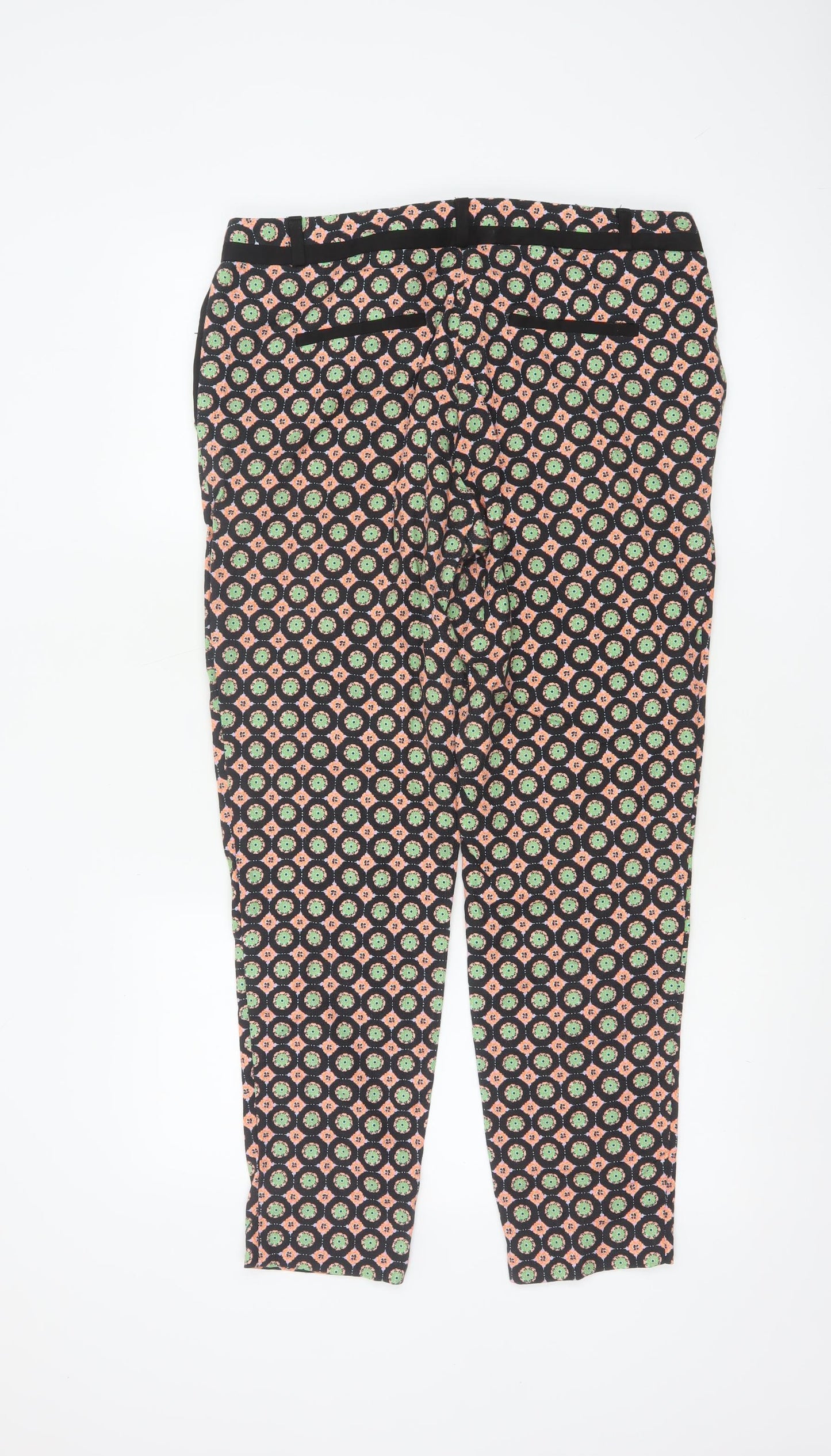 River Island Womens Multicoloured Geometric Slim Tapered Trousers Size 12