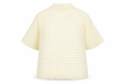 Front view of SELECTED FEMME Women's Ivory Textured High Neck Tunic Blouse XL