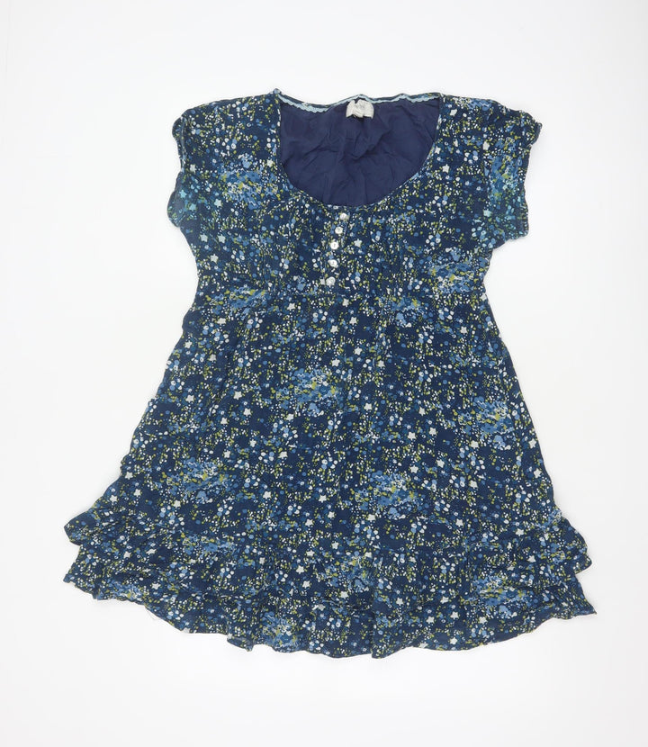 Mistral Women's Blue Floral A-Line Knee Length Dress Size 14