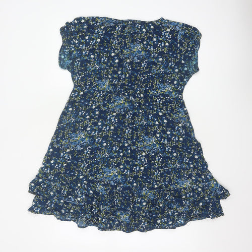 Mistral Women's Blue Floral A-Line Knee Length Dress Size 14