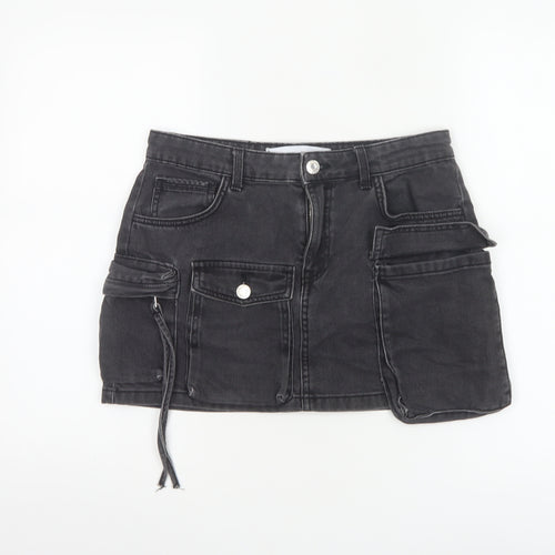 Bershka Women’s Black Cotton Cargo Mini Skirt Size 10