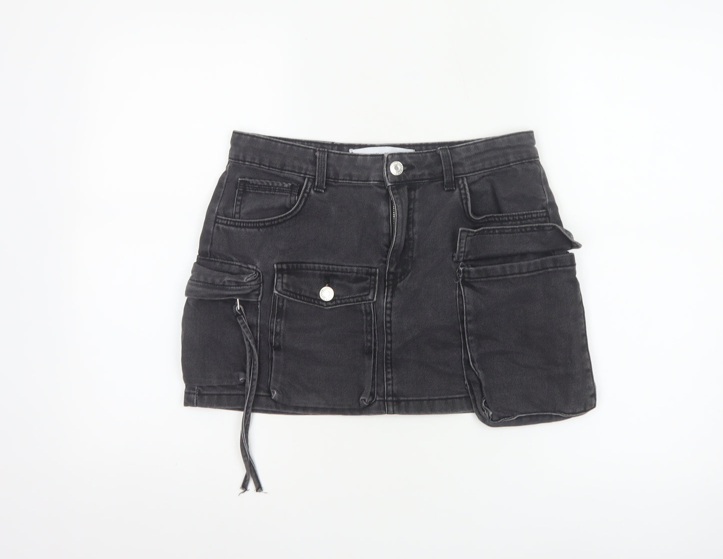 Bershka Women’s Black Cotton Cargo Mini Skirt Size 10