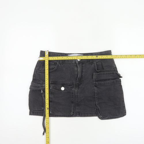 Bershka Women’s Black Cotton Cargo Mini Skirt Size 10