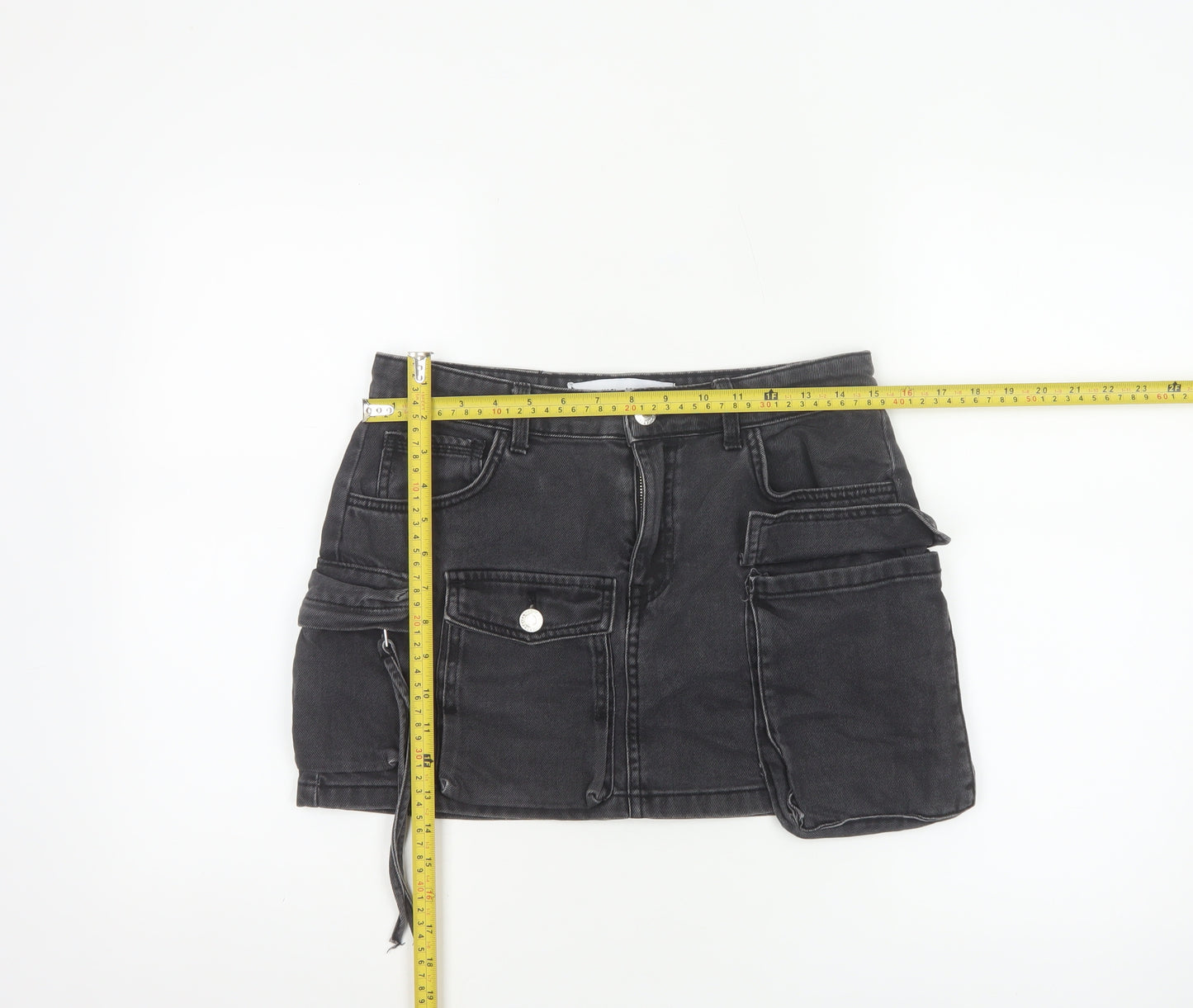 Bershka Women’s Black Cotton Cargo Mini Skirt Size 10