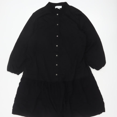 The White Company Women's Black Size 16 Long Sleeve Shirt Dress