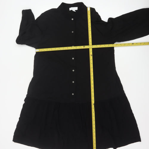 The White Company Women's Black Size 16 Long Sleeve Shirt Dress