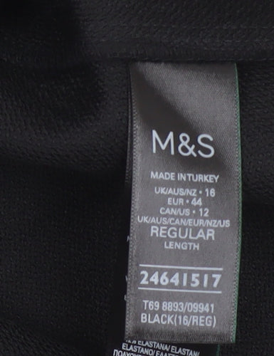 Marks and Spencer Women’s Black Skater Dress Size 16 Sleeveless Lined Stretch Partywear