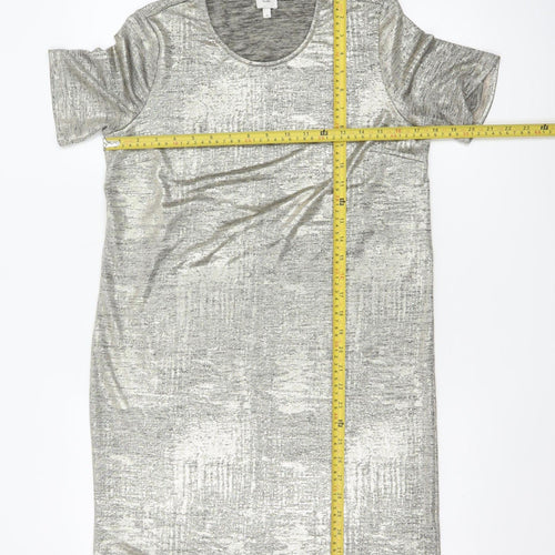 River Island Women's Silver Metallic T-Shirt Dress Size 8