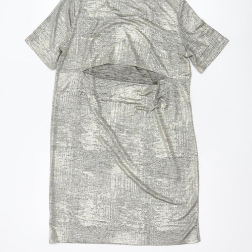 River Island Women's Silver Metallic T-Shirt Dress Size 8