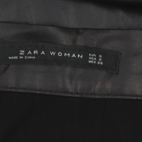 Zara Woman Black Pleated Satin Midi Skirt Size S