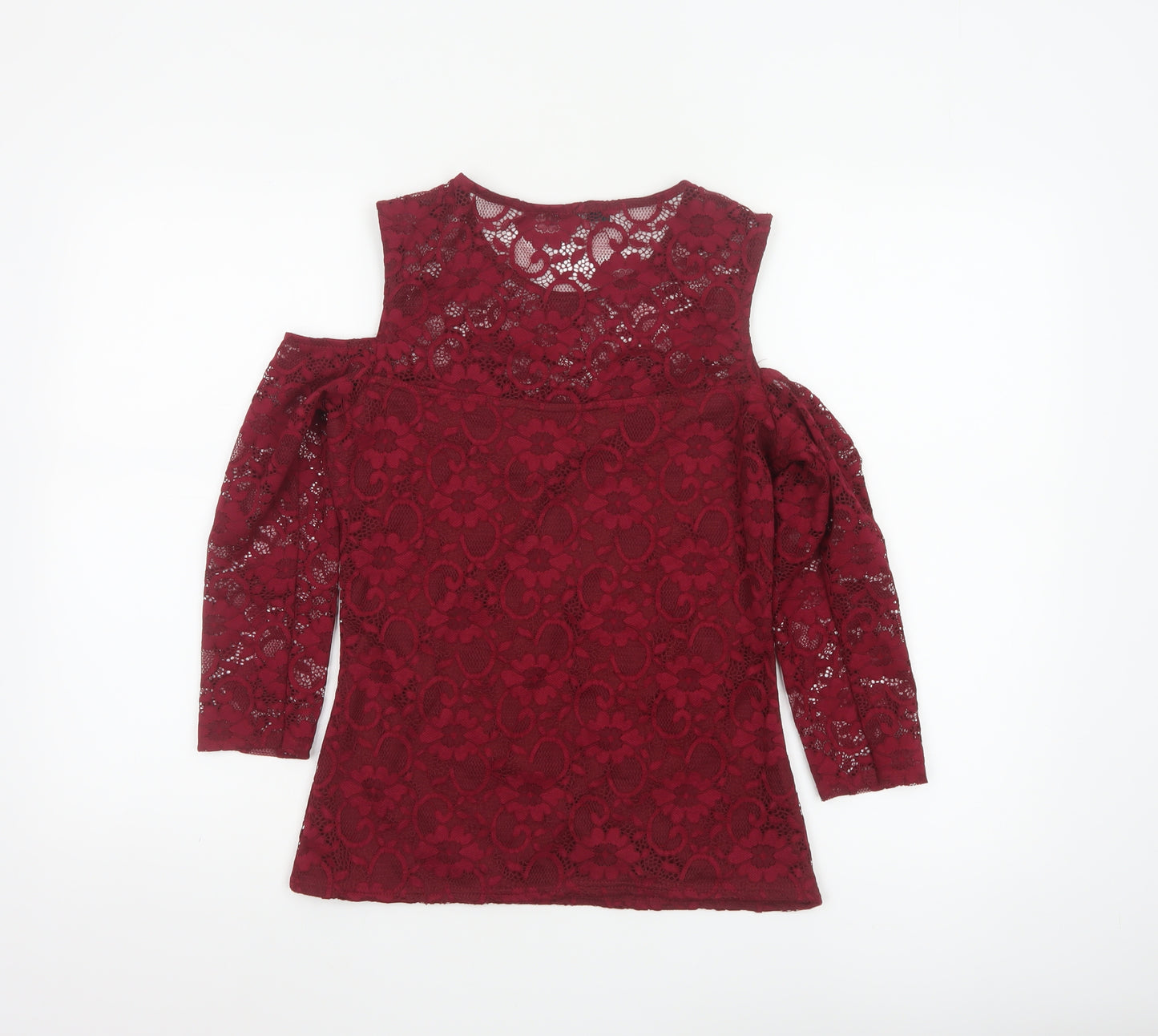 Jane Norman Women’s Red Lace Cold Shoulder Blouse UK 12