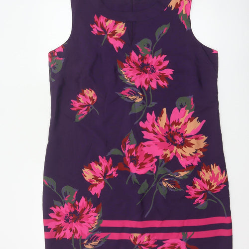 Roman Women Purple Floral Sleeveless Shift Dress Size 16