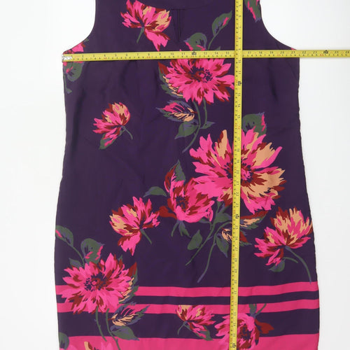 Roman Women Purple Floral Sleeveless Shift Dress Size 16