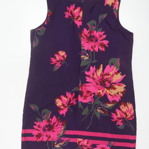 Roman Women Purple Floral Sleeveless Shift Dress Size 16