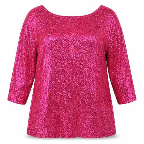 River Island Women Pink Sequin Tunic Blouse Size 12 Party Top