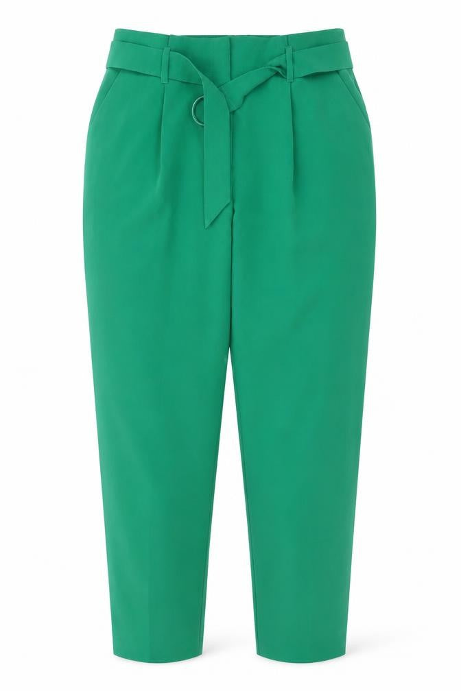 Warehouse Women’s Green Paperbag Belted Tapered Trousers UK 10
