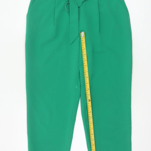 Warehouse Women’s Green Paperbag Belted Tapered Trousers UK 10