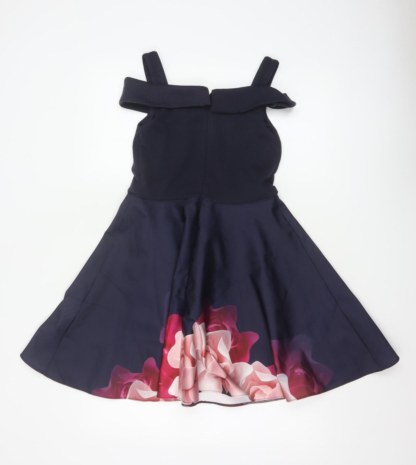 Ted Baker Girls Blue Floral Fit & Flare Party Dress Age 11 Off Shoulder