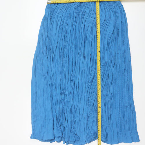 Marks and Spencer Women Blue Pleated Midi Skirt Size 14 Petite