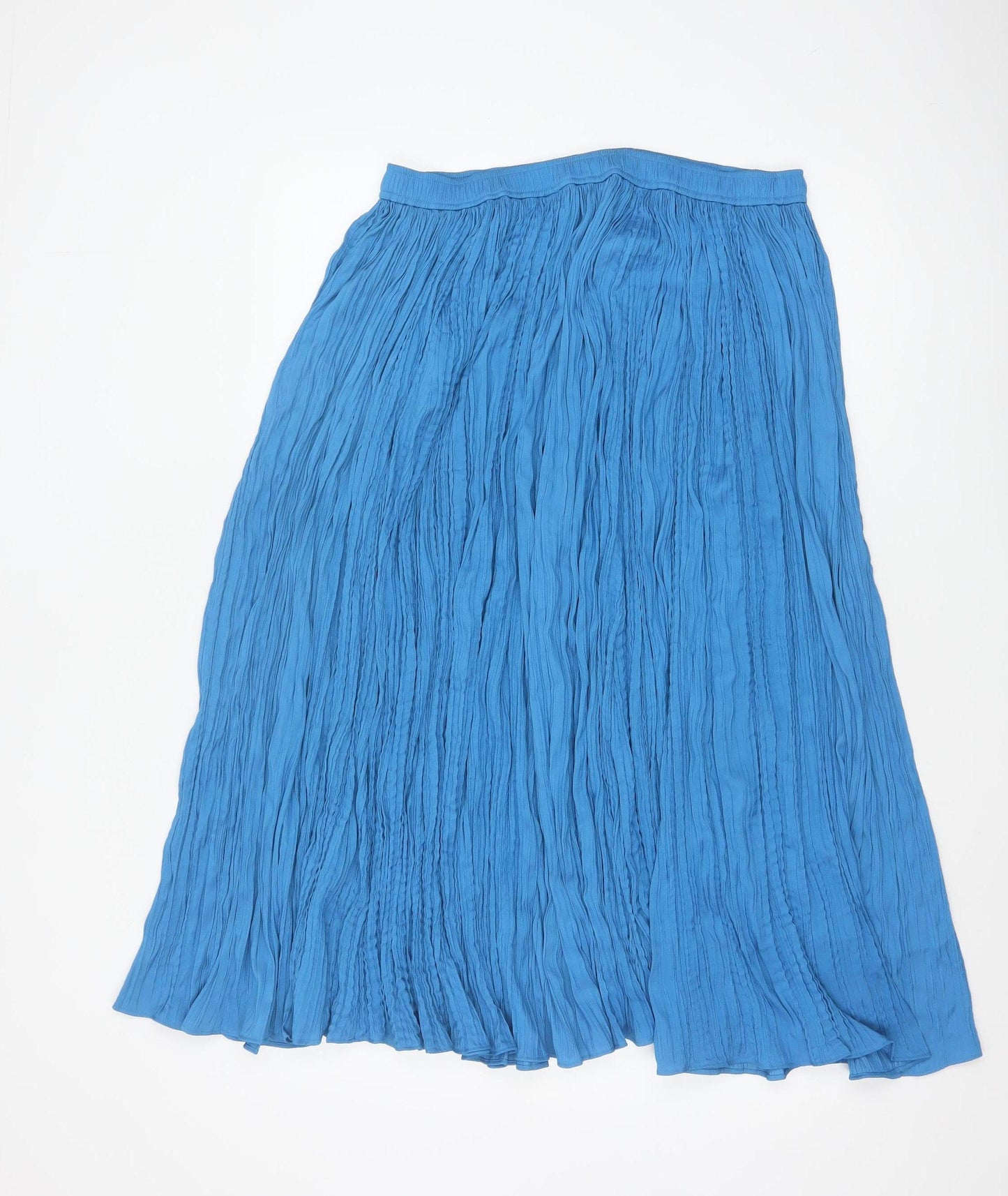 Marks and Spencer Women Blue Pleated Midi Skirt Size 14 Petite