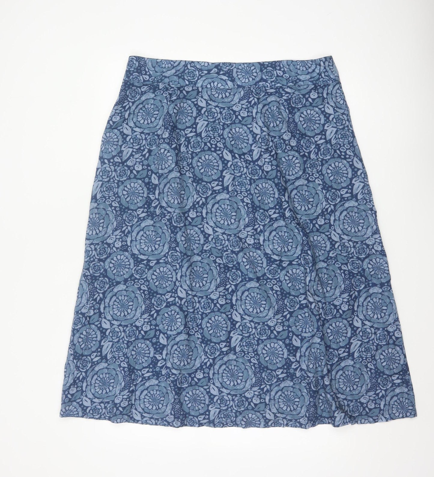 Seasalt Women Blue Floral A-Line Cotton Viscose Skirt Size 16