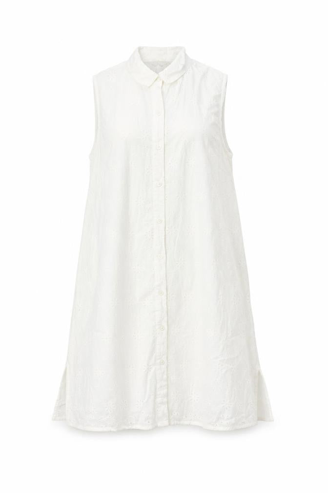 Lipsy Women White Cotton Sleeveless Shirt Dress UK 14