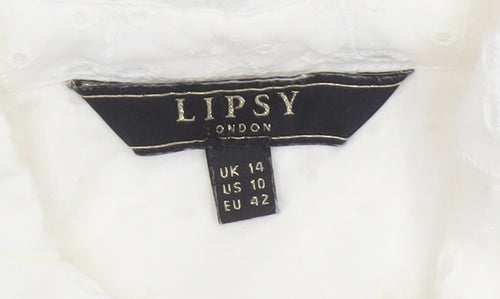 Lipsy Women White Cotton Sleeveless Shirt Dress UK 14