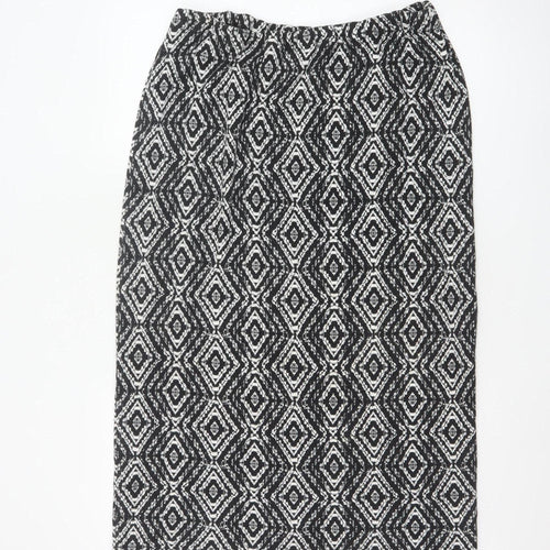 Long Tall Sally Women's Black Geometric Pencil Skirt XL Viscose Stretch