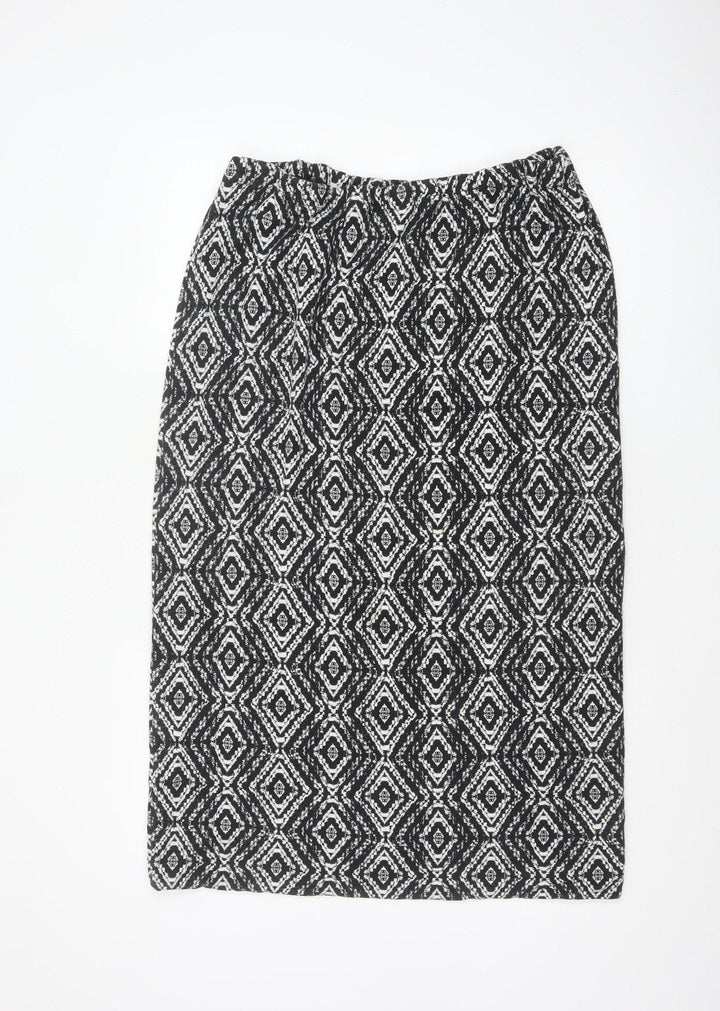 Long Tall Sally Women's Black Geometric Pencil Skirt XL Viscose Stretch