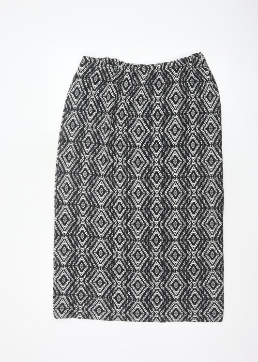 Long Tall Sally Women's Black Geometric Pencil Skirt XL Viscose Stretch