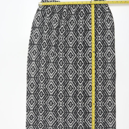 Long Tall Sally Women's Black Geometric Pencil Skirt XL Viscose Stretch