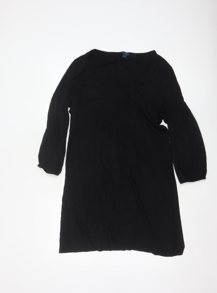 Boden Women Black 3/4 Sleeve Shift Knee Length Dress Size 14