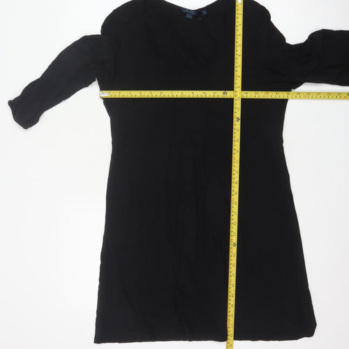 Boden Women Black 3/4 Sleeve Shift Knee Length Dress Size 14