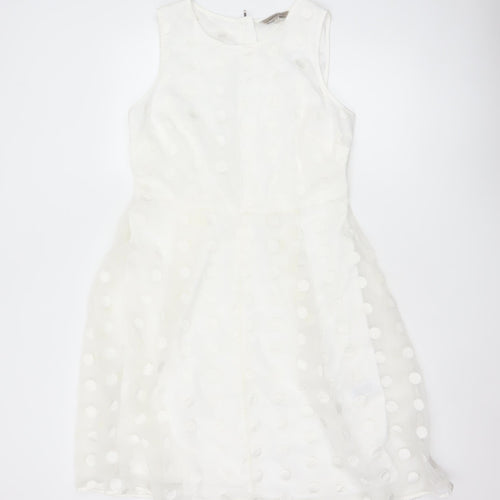Marks and Spencer Women’s White Polka Dot Fit & Flare Dress Size 12