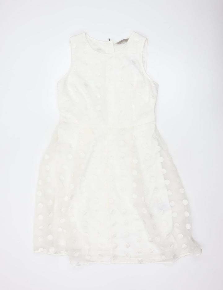 Marks and Spencer Women’s White Polka Dot Fit & Flare Dress Size 12
