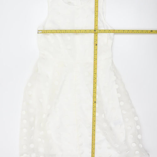 Marks and Spencer Women’s White Polka Dot Fit & Flare Dress Size 12