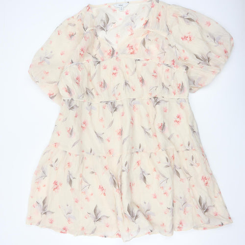 Marks and Spencer Women Beige Floral A-Line Short Dress Size 18 Tall