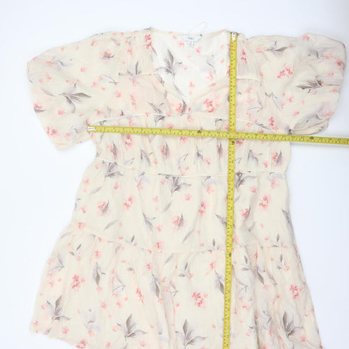 Marks and Spencer Women Beige Floral A-Line Short Dress Size 18 Tall