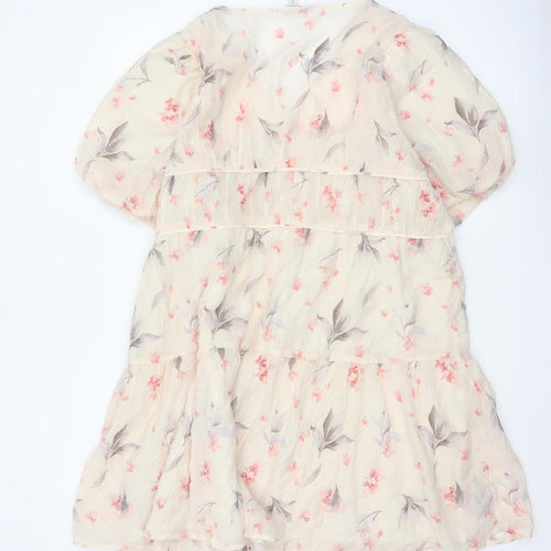 Marks and Spencer Women Beige Floral A-Line Short Dress Size 18 Tall