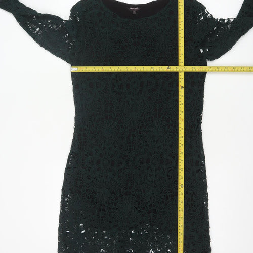 Phase Eight Women Green Crochet Shift Dress Size 12 Knee Length