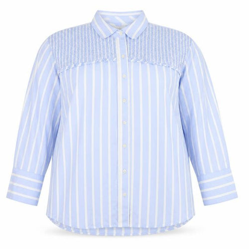 Marks and Spencer Women Blue Striped Button-Up Long Sleeve Shirt Size 18