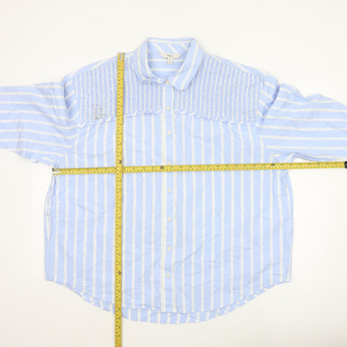 Marks and Spencer Women Blue Striped Button-Up Long Sleeve Shirt Size 18