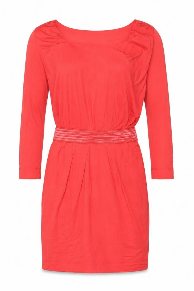Mango Women Red Bodycon 3/4 Sleeve Knee Length Dress XS