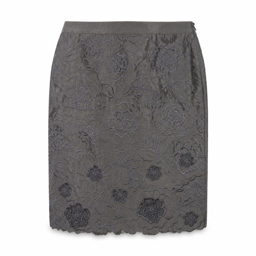 Monsoon Women Grey Floral Embroidered Pencil Skirt Size 10