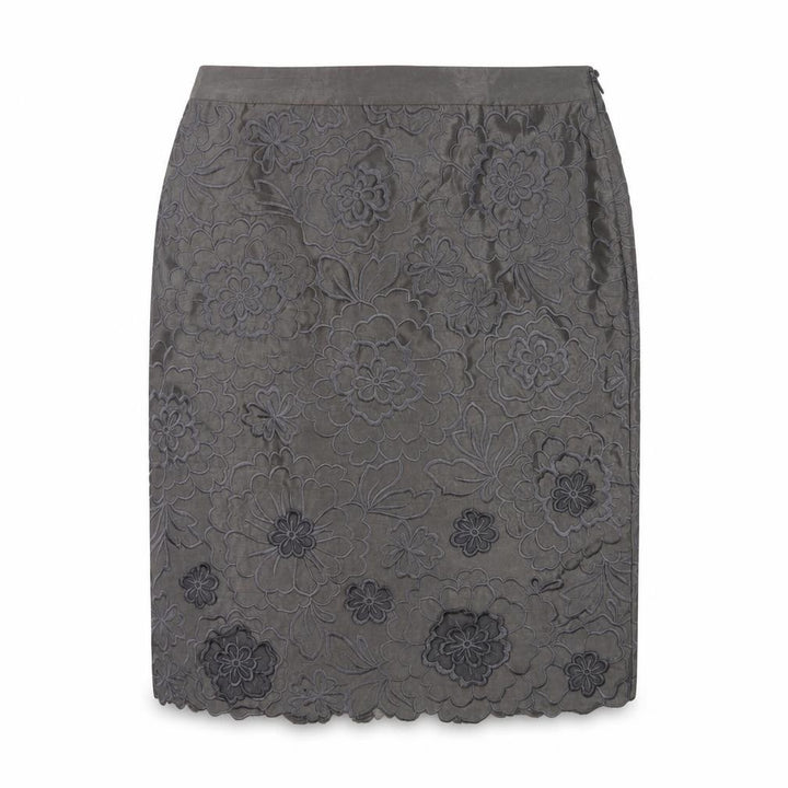 Monsoon Women Grey Floral Embroidered Pencil Skirt Size 10